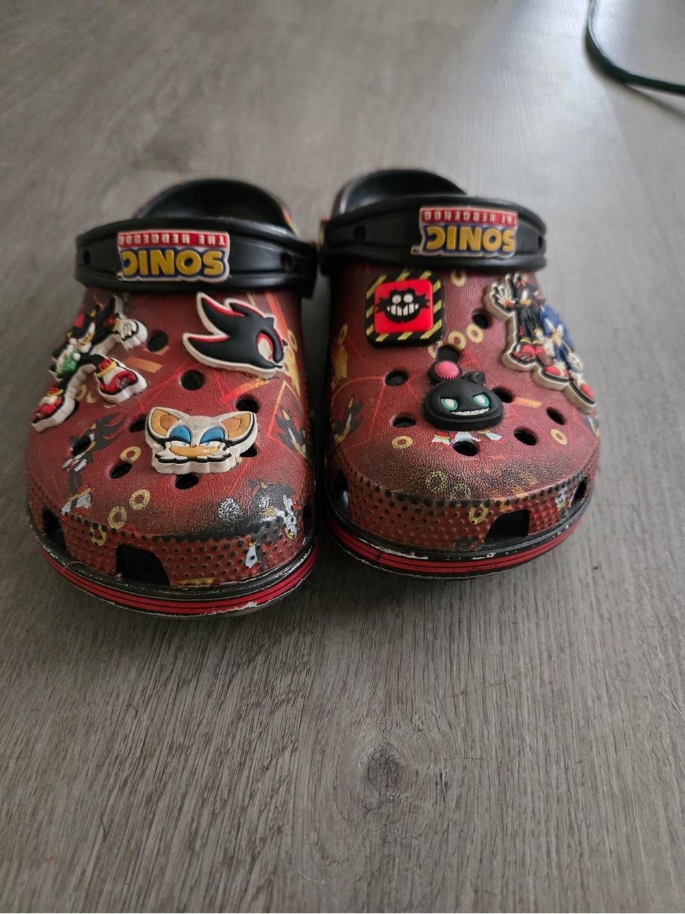 CROCS Kids Red Sonic Character Clogs with Black Heel Strap